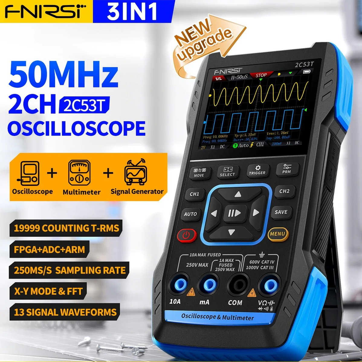 اسیلوسکوپ، مولتیمتر و فانکشن ژنراتور FNIRSI مدل 2C53T